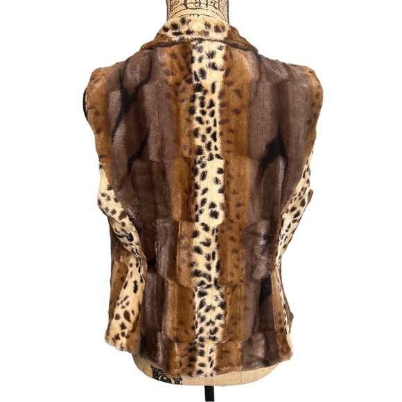 Kate Rosy Faux Fur Neutral Browns Vest sz Medium P - Picture 5 of 6